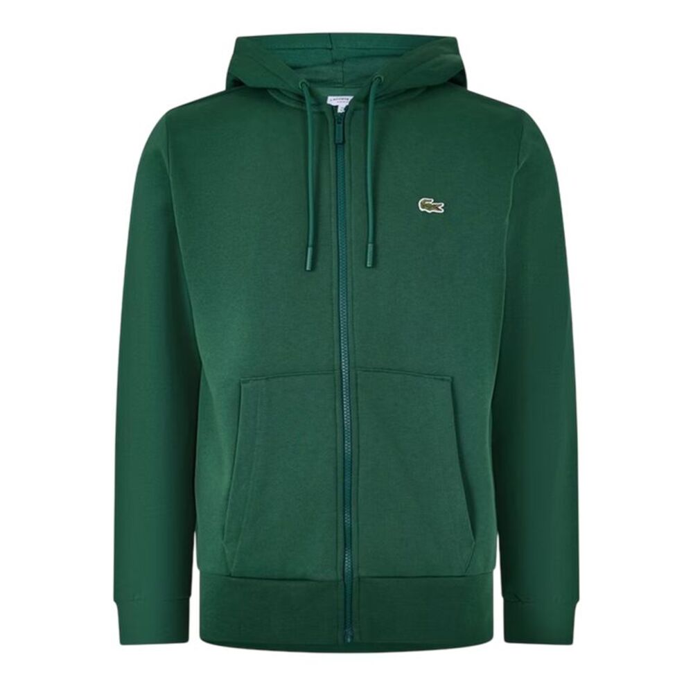 Lacoste Mens Basic Logo Cotton Blend Full Zip Hoodie / Green